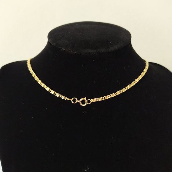 14k Gold Plated Scroll Chain Necklace 3mm - Picture 2 of 3